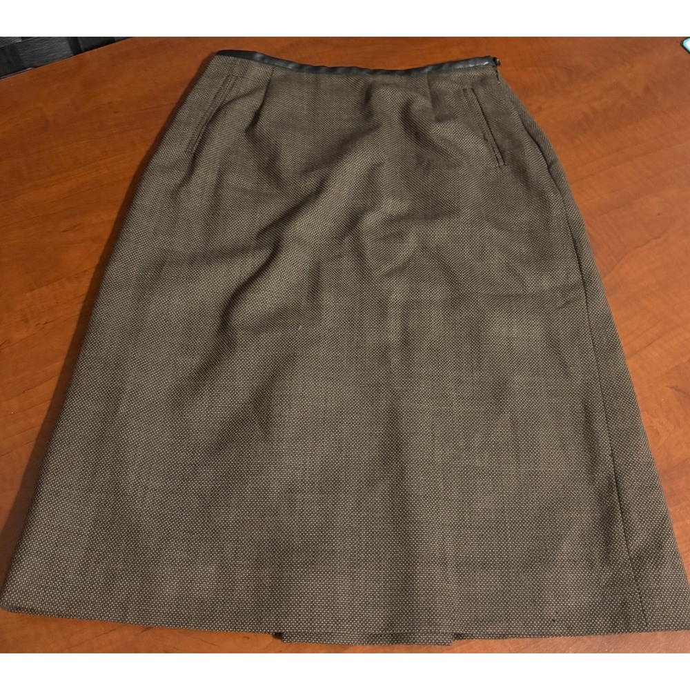 Harolds Quality Apparel Brown Wool Blend A-Line Midi Skirt Made in Italy Size 2